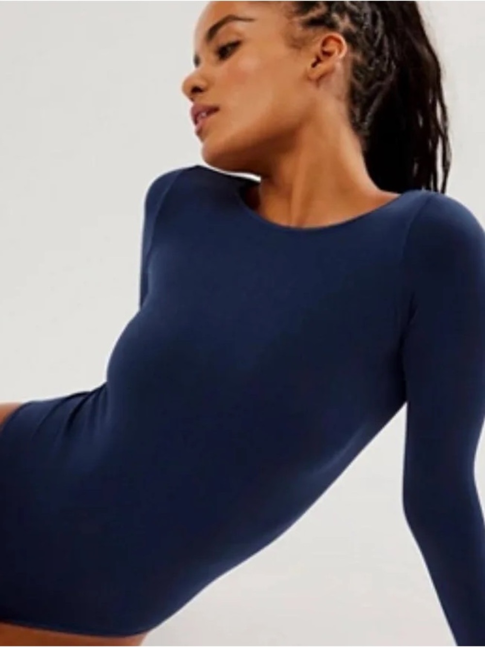 Intimately Free People Long Sleeve Navy Bodysuit